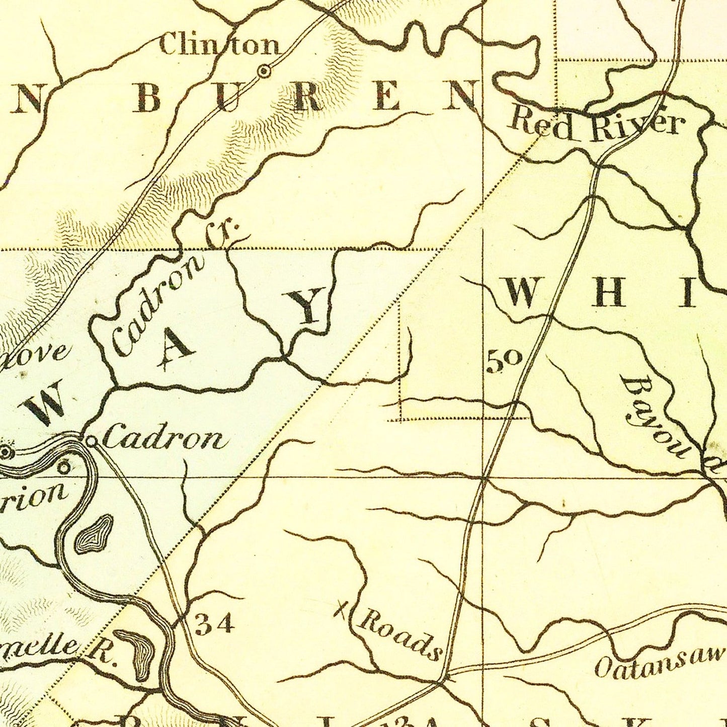 Vintage Map of Arkansas, 1836 (Mitchell Edition)