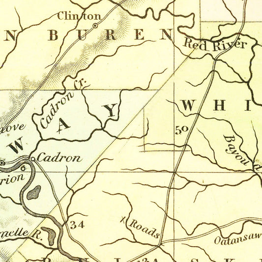 Vintage Map of Arkansas, 1836 (Mitchell Edition)