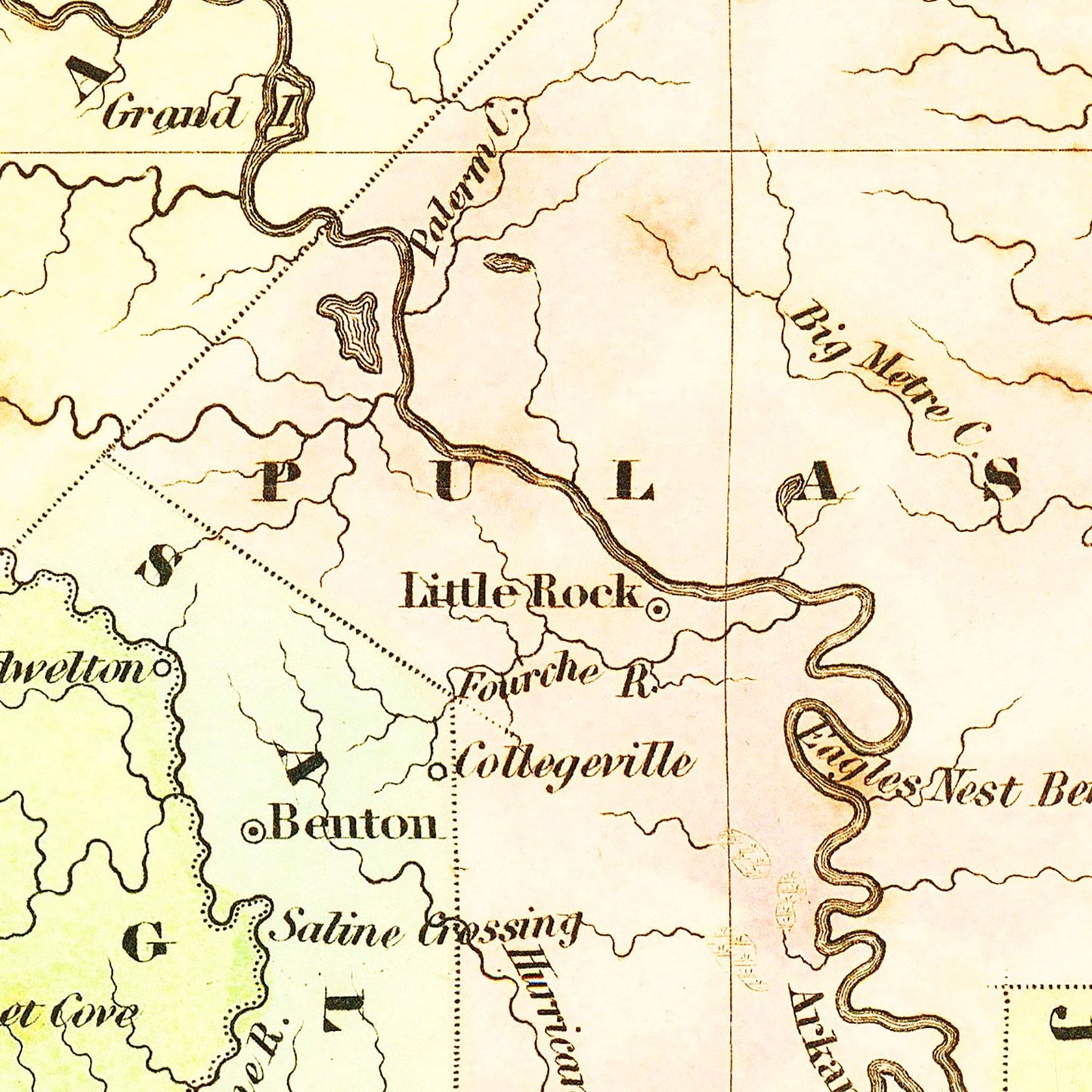 Vintage Map of Arkansas, 1838