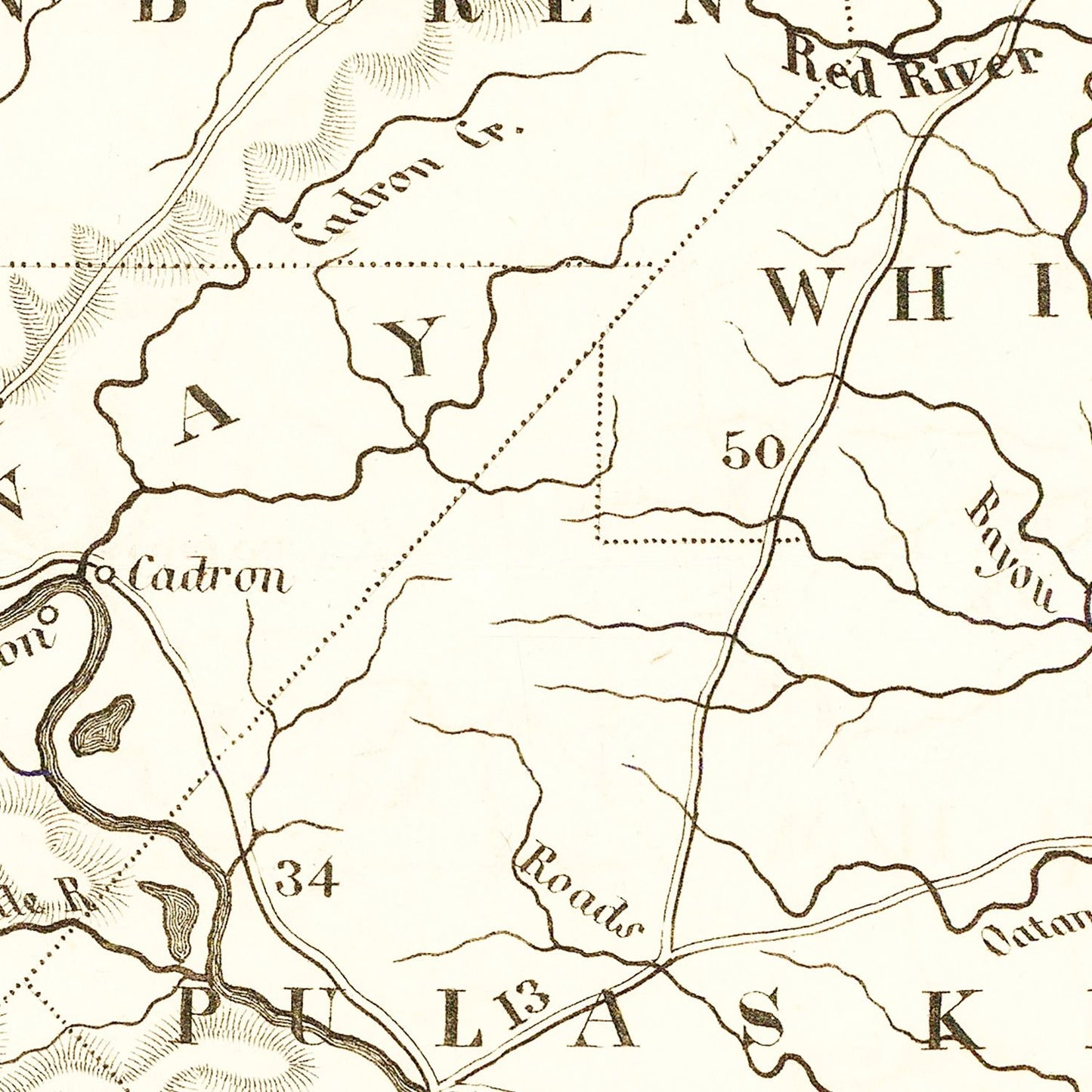 Vintage Map of Arkansas, 1845