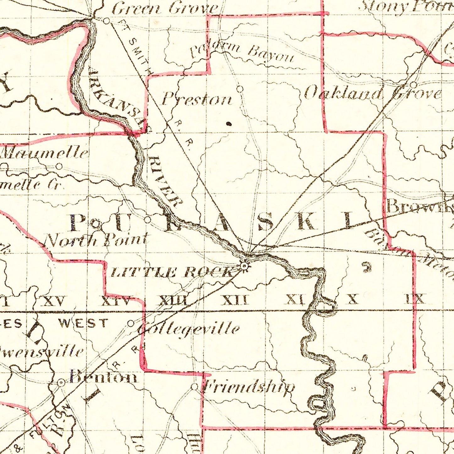 Vintage Map of Arkansas, 1855