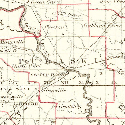 Vintage Map of Arkansas, 1855