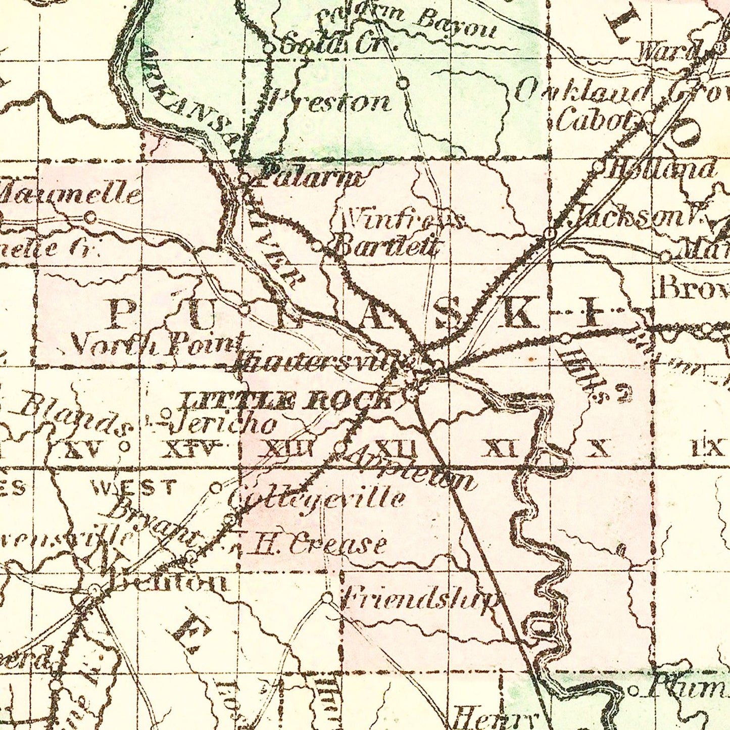 Vintage Map of Arkansas, 1876