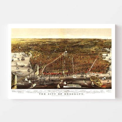 Vintage Map of Brooklyn, New York, 1879