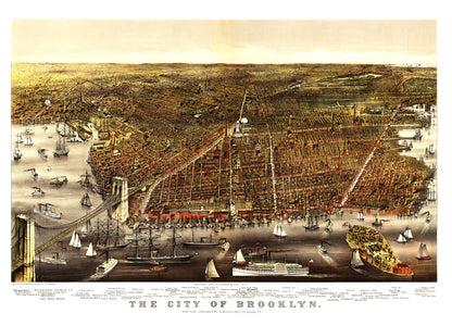Vintage Map of Brooklyn, New York, 1879
