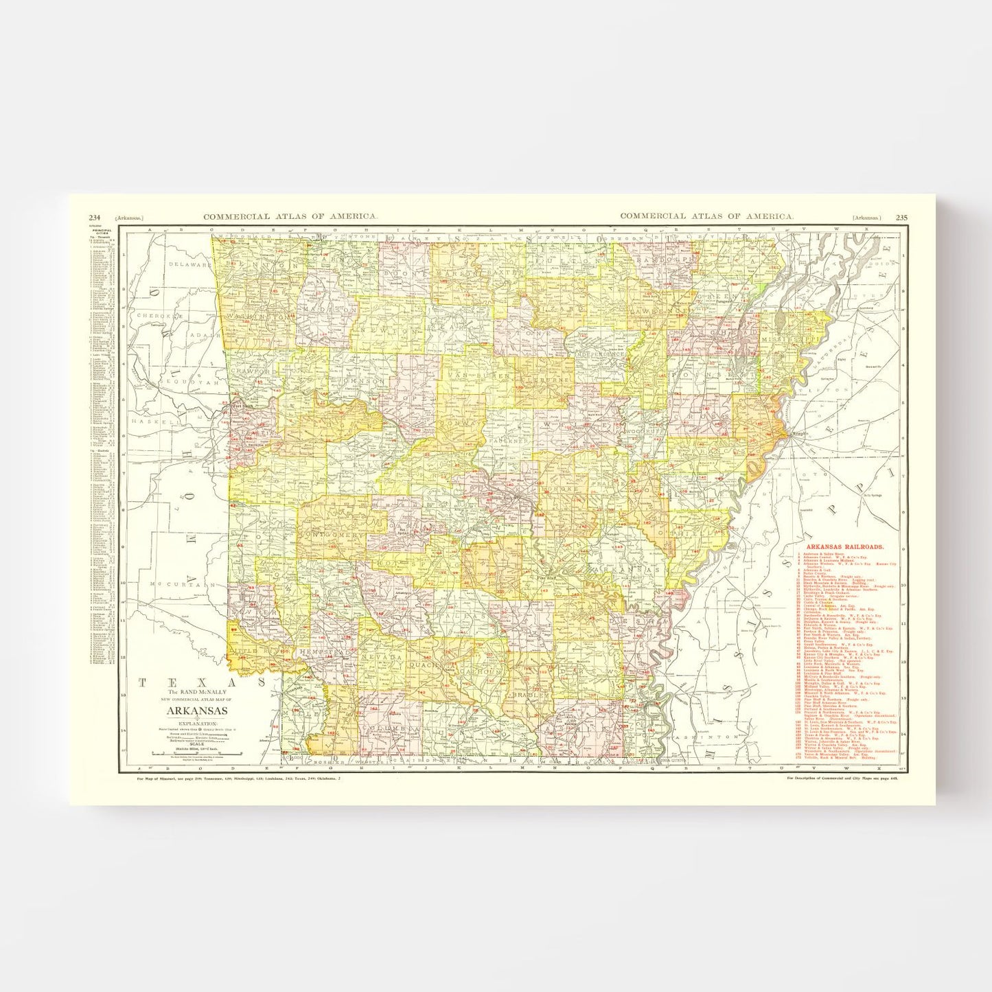 Vintage Map of Arkansas, 1917