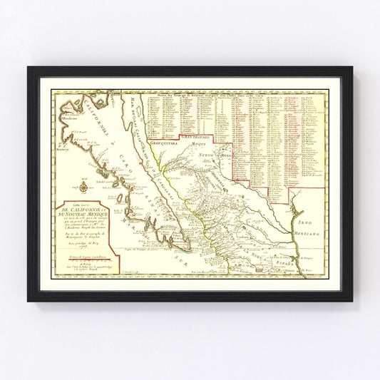 Vintage map of California, 1705, island of California cartography restored print