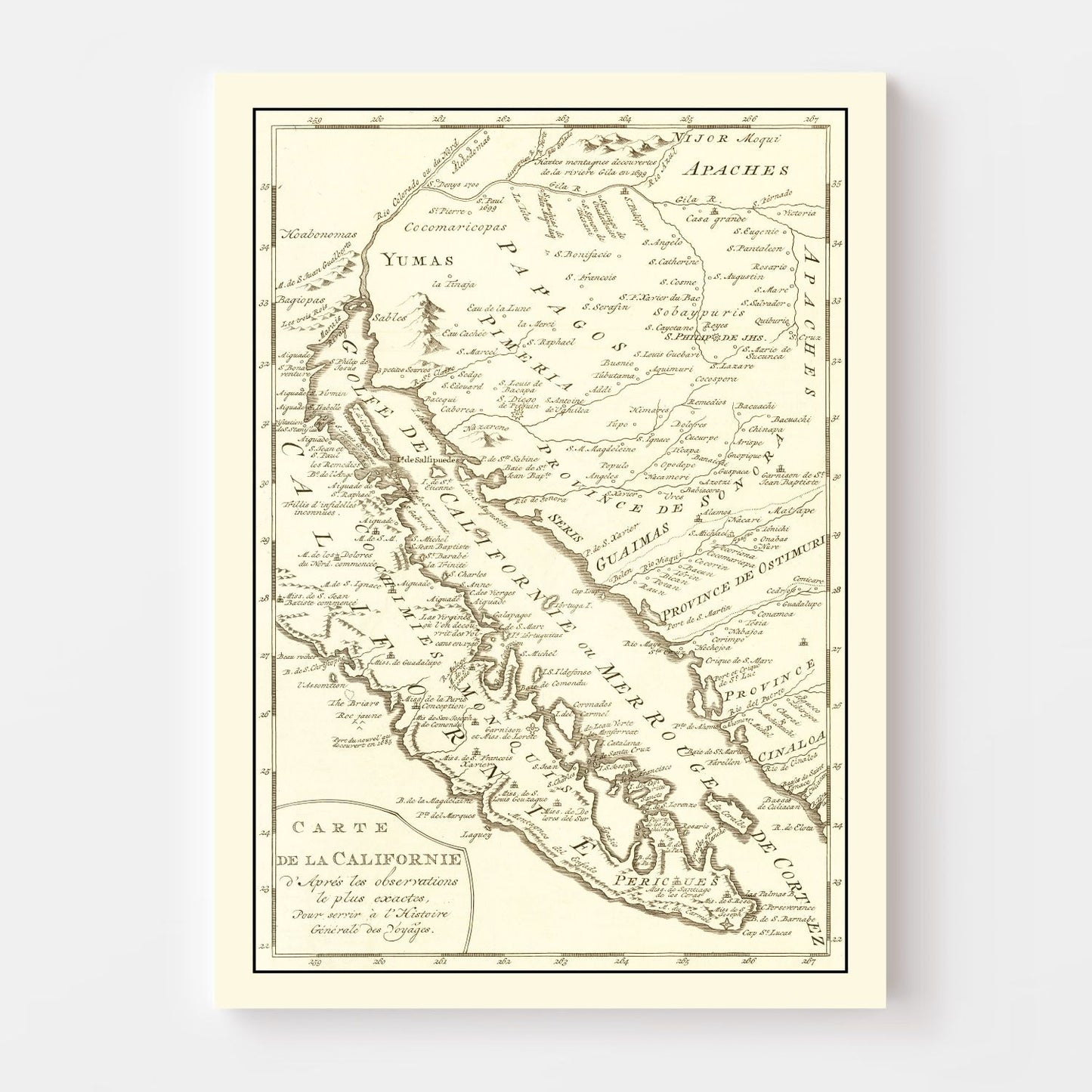 Vintage Map of California, 1777 | Wall Art