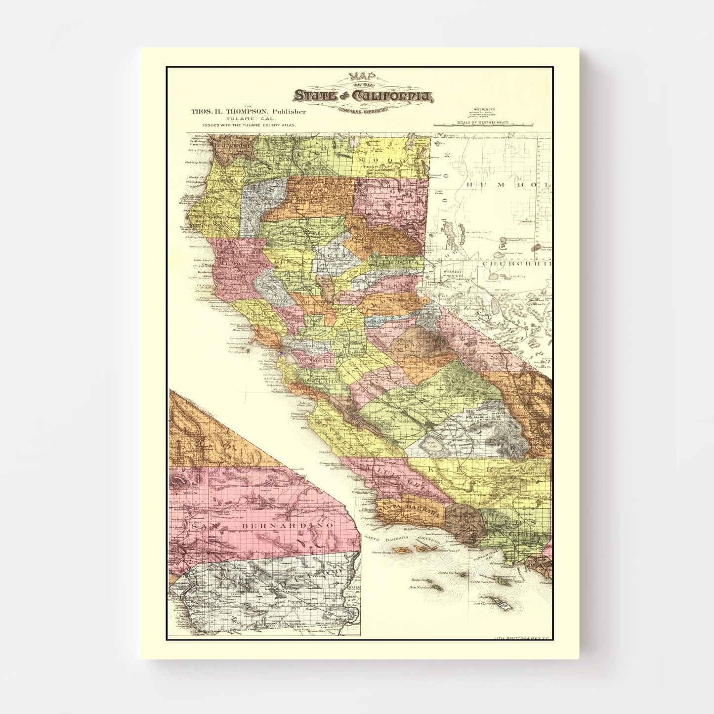 Vintage Map of California, 1891