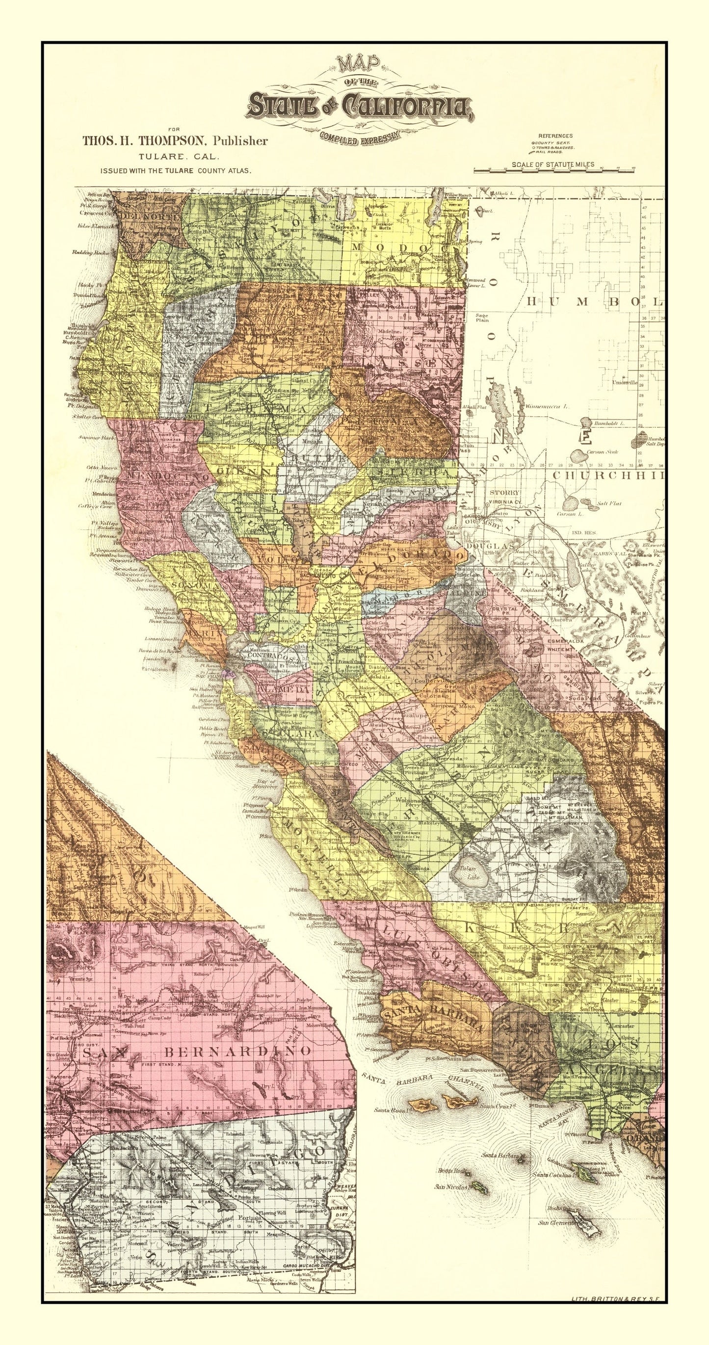 Vintage Map of California, 1891