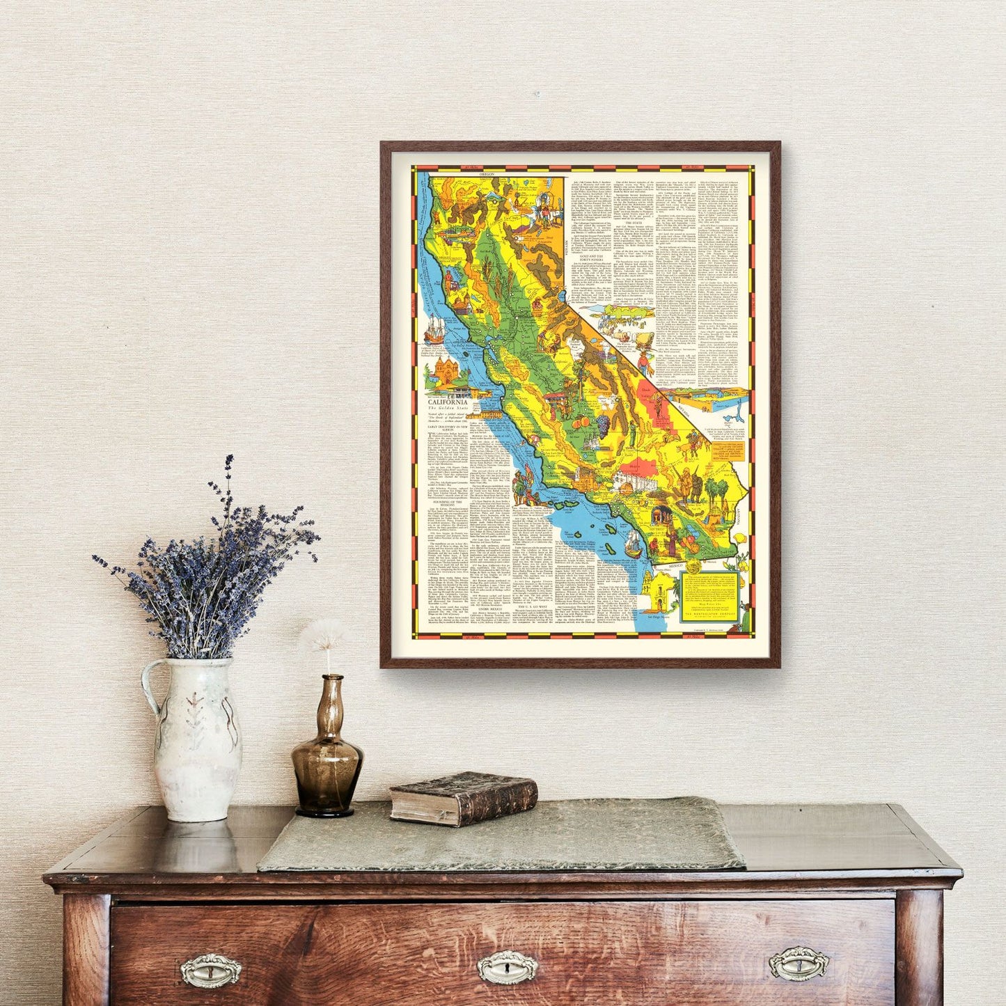 Vintage Pictorial Map of California, 1938