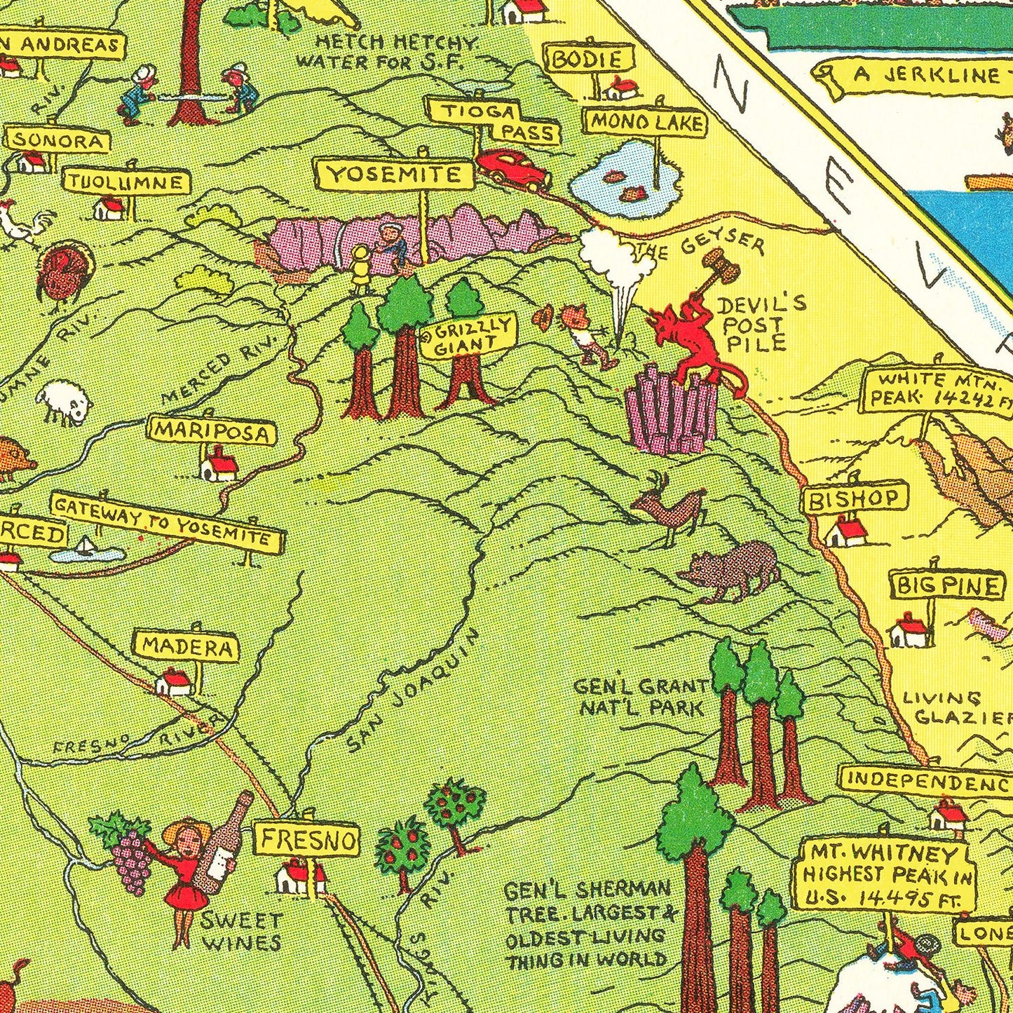 Vintage Pictorial Map of California, 1945