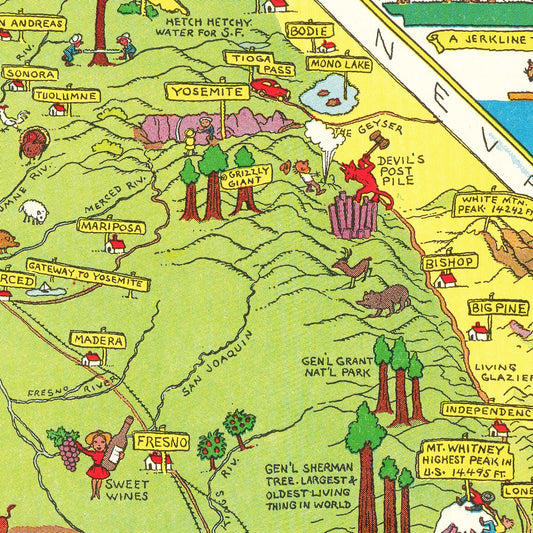 Vintage Pictorial Map of California, 1945