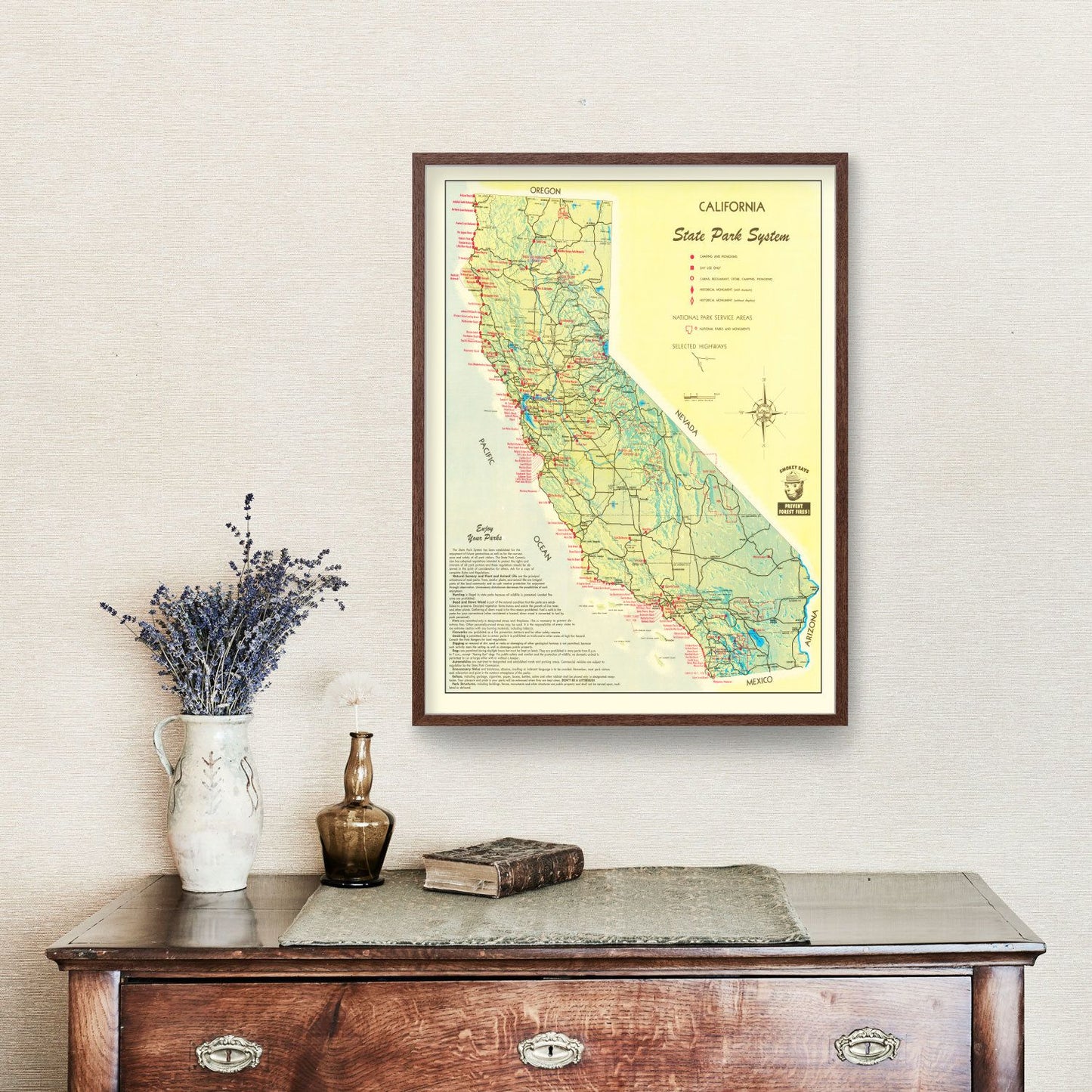 Vintage California State Park Map, 1956
