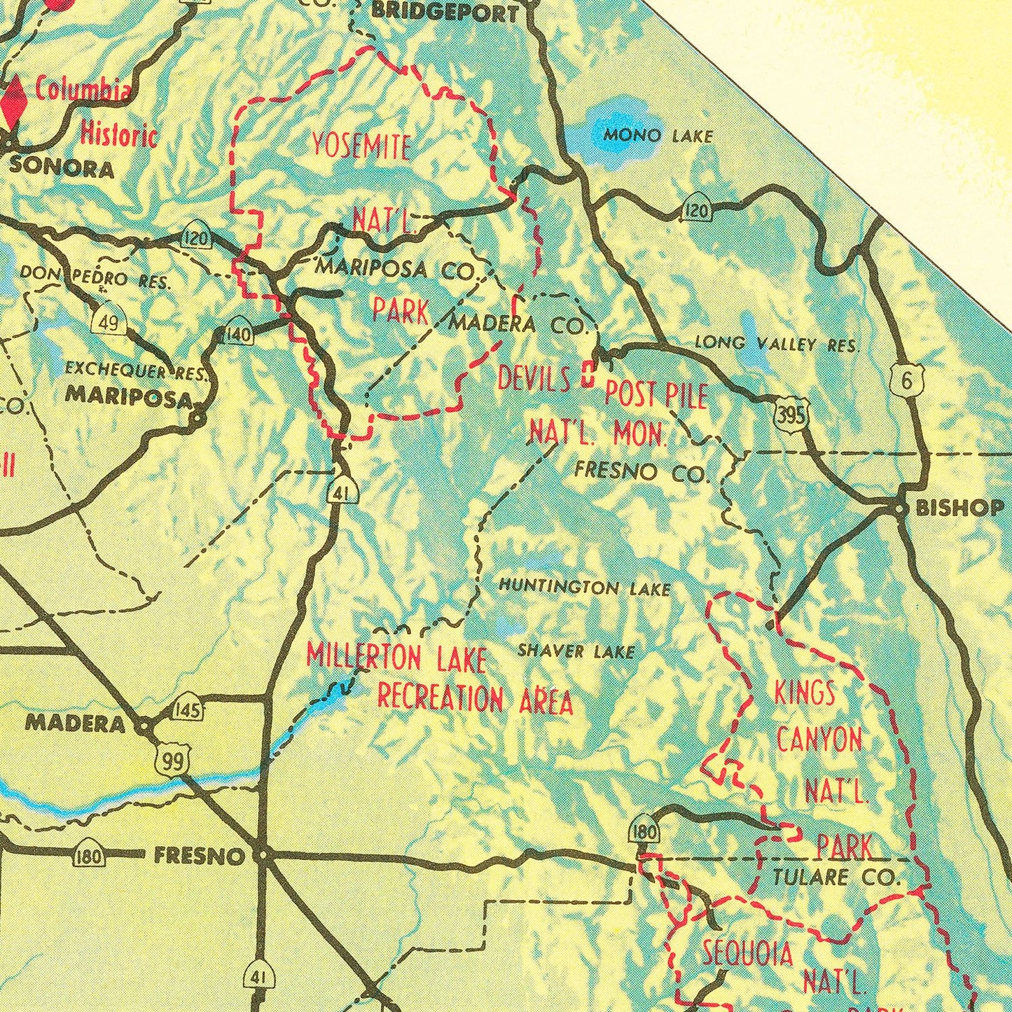 Vintage California State Park Map, 1956