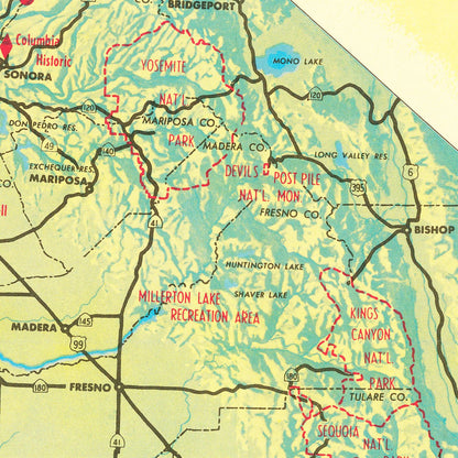 Vintage California State Park Map, 1956