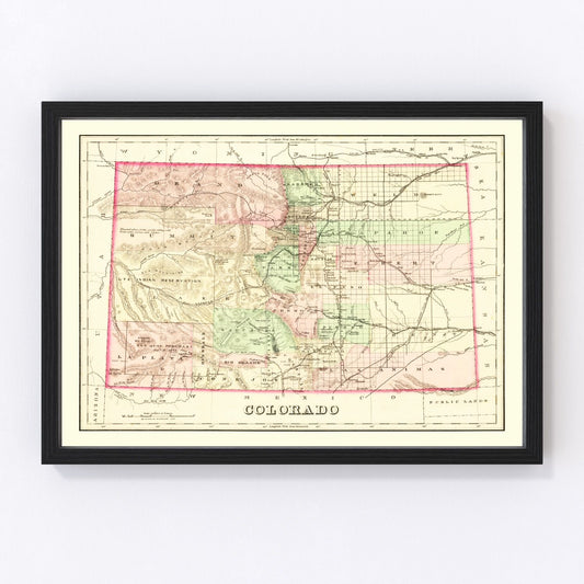 vintage map of Colorado, 1876
