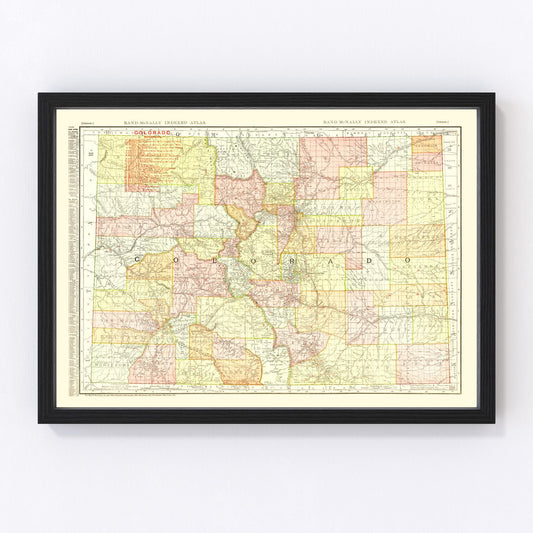 vintage map of Colorado, 1908