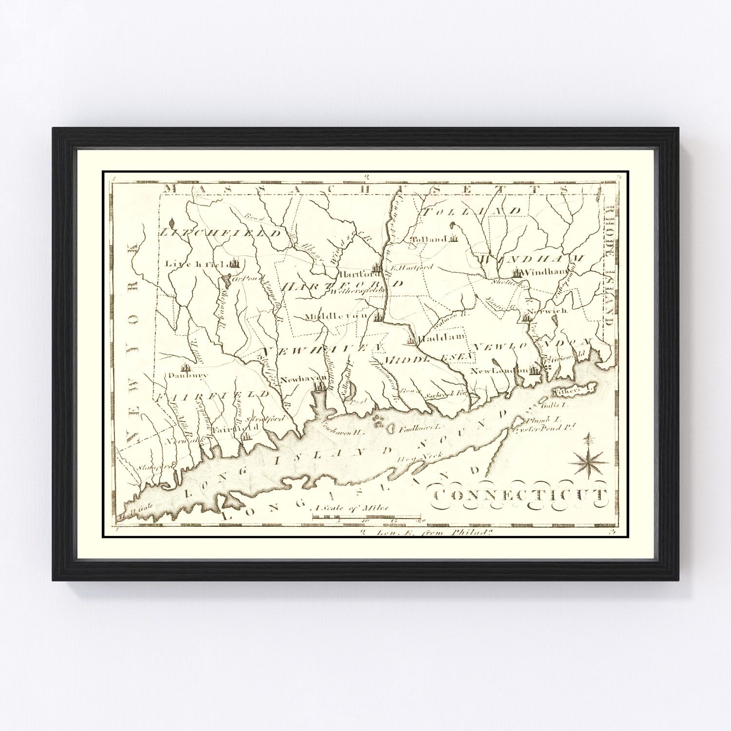 vintage map of Connecticut, 1795