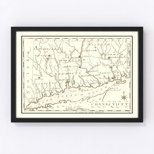 vintage map of Connecticut, 1795
