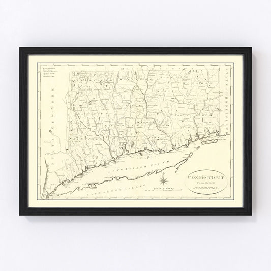 Vintage map of Connecticut, 1796