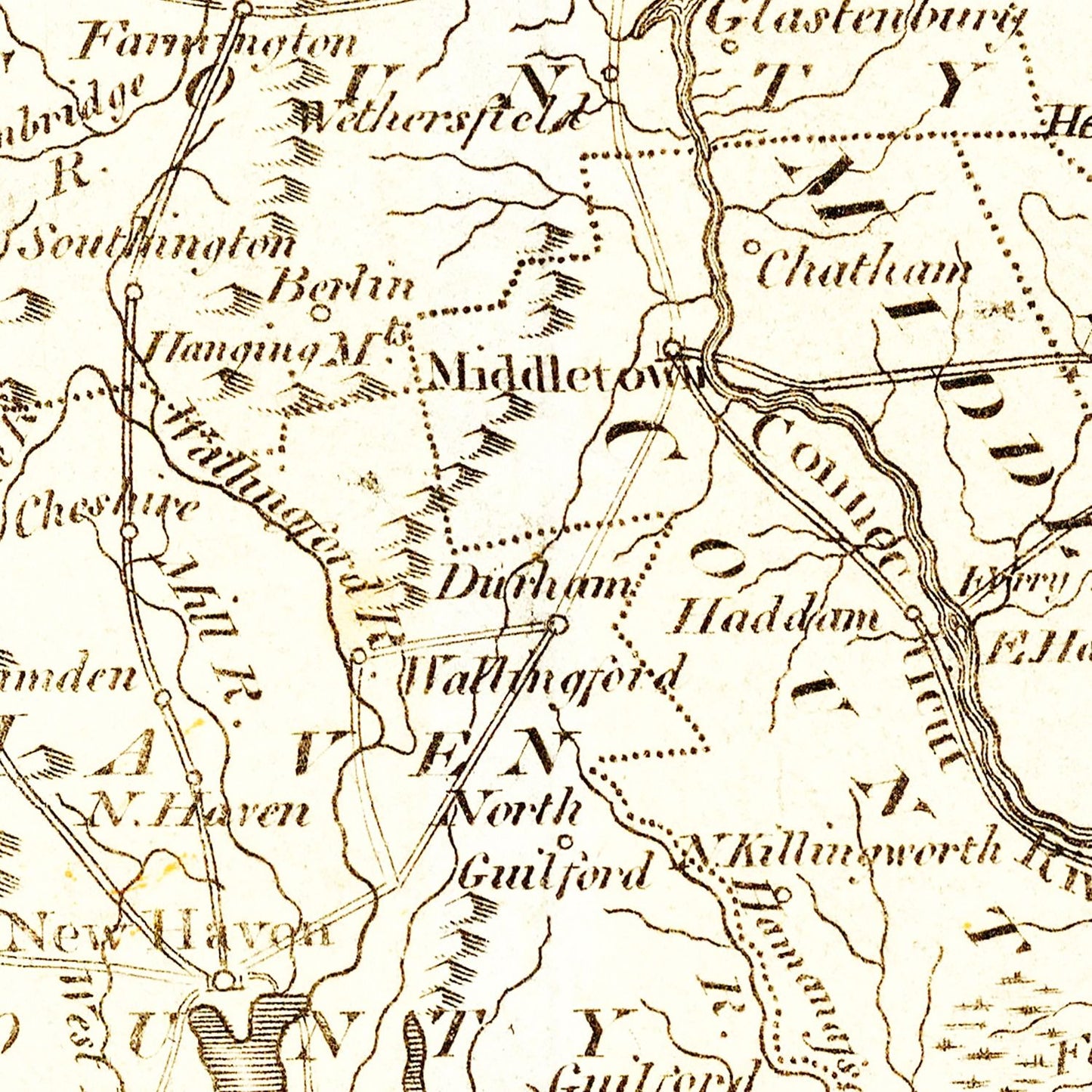 Vintage Map of Connecticut, 1814