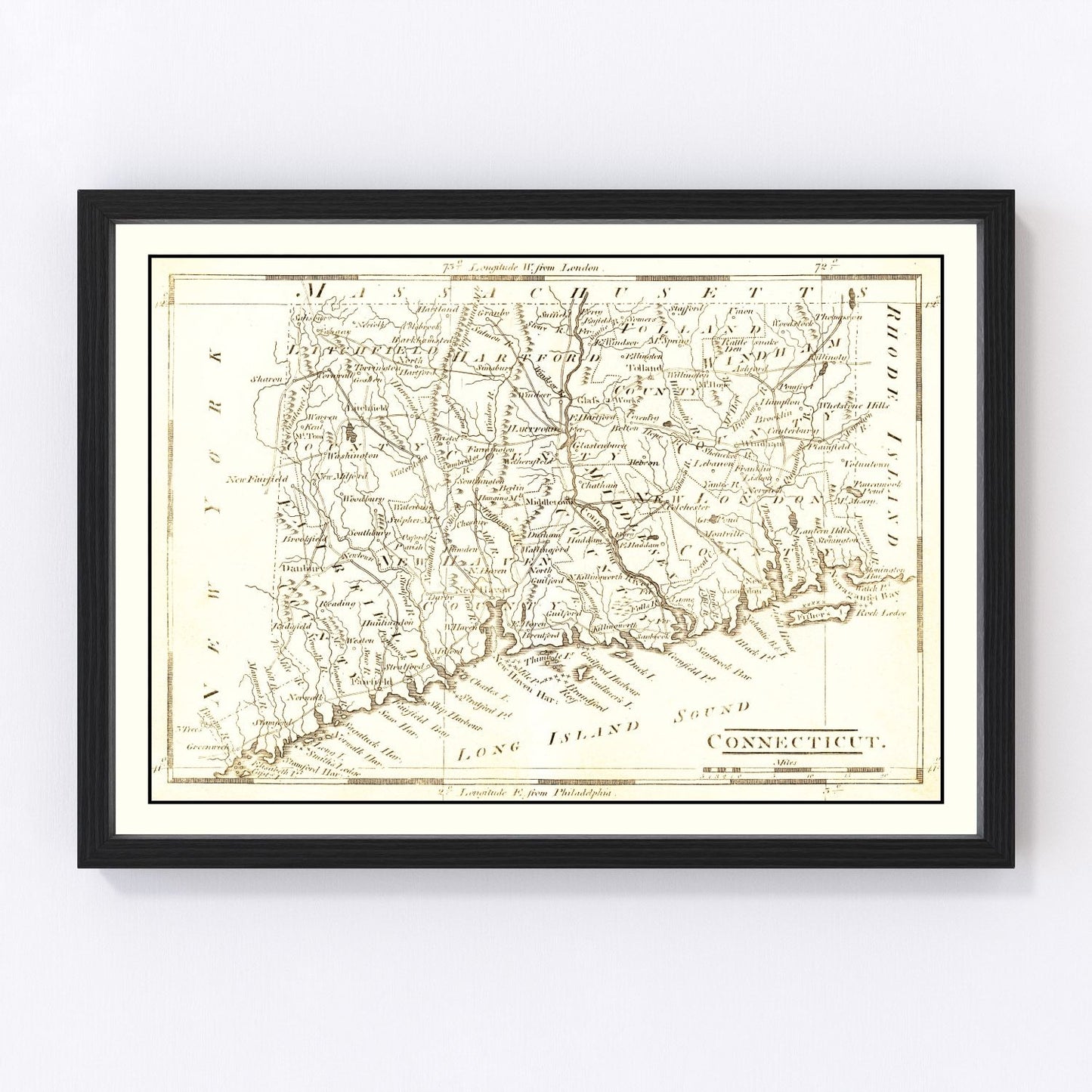 vintage map of Connecticut, 1814