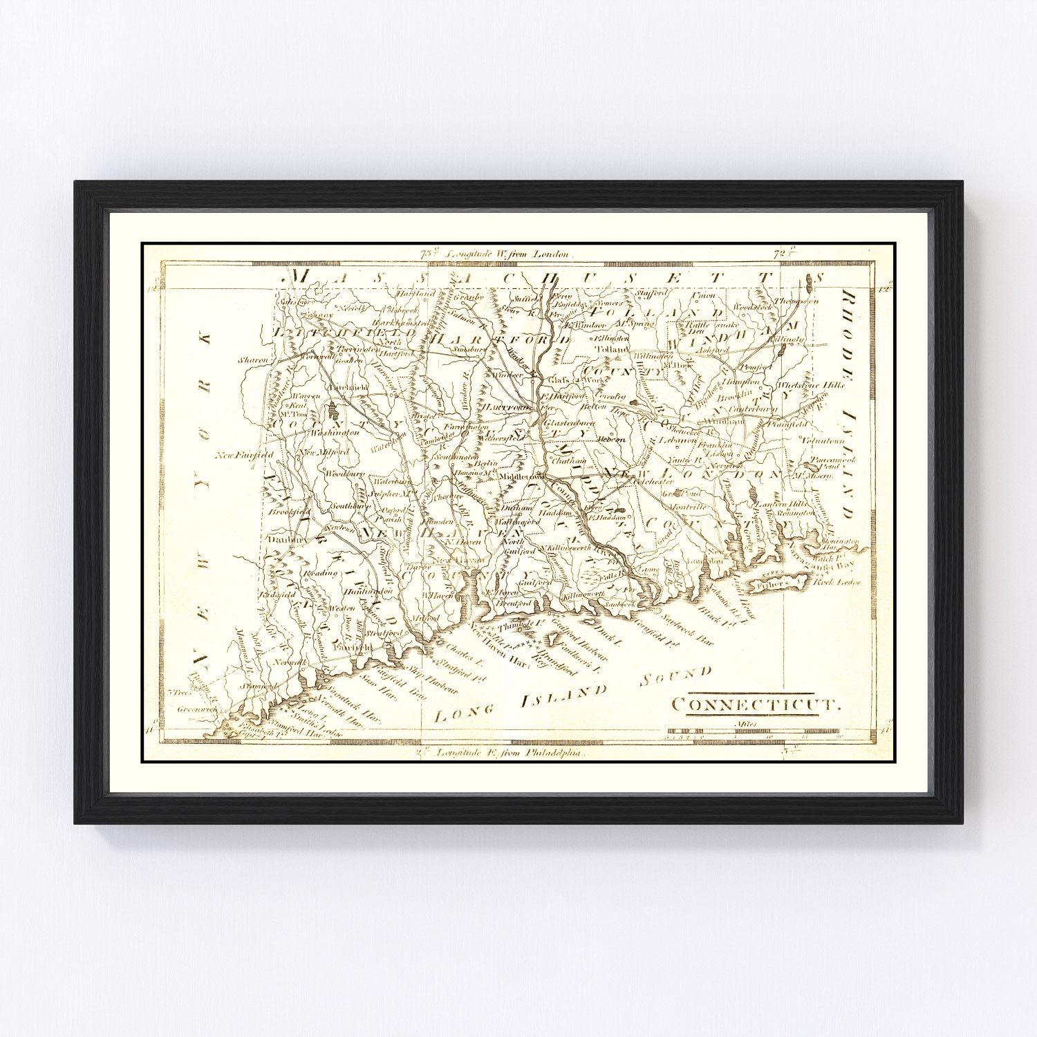 vintage map of Connecticut, 1814