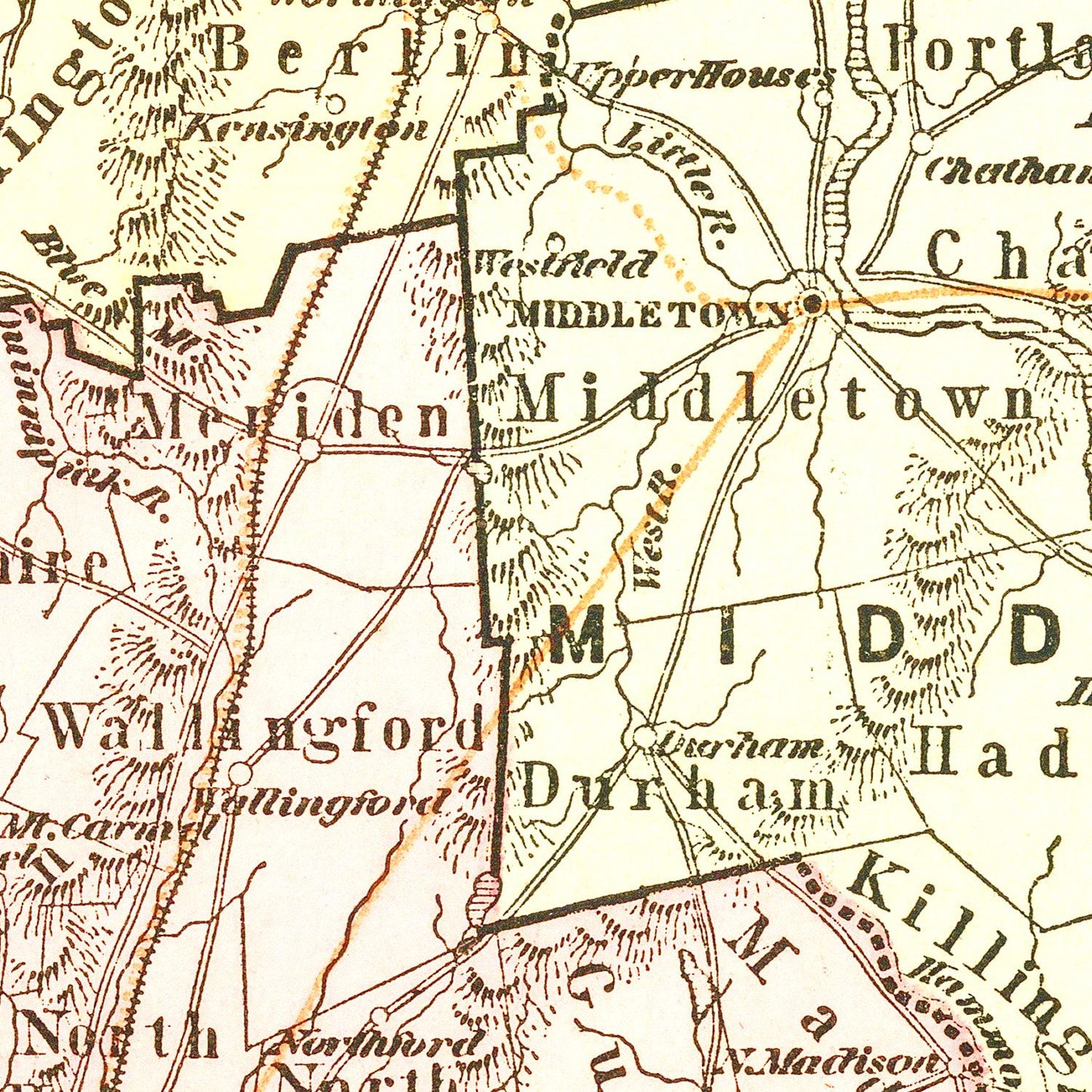 Vintage Map of Connecticut 1856