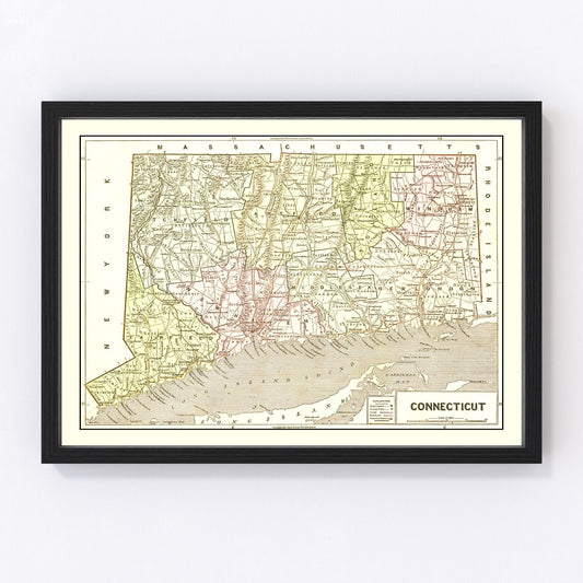 Vintage map of Connecticut, 1856