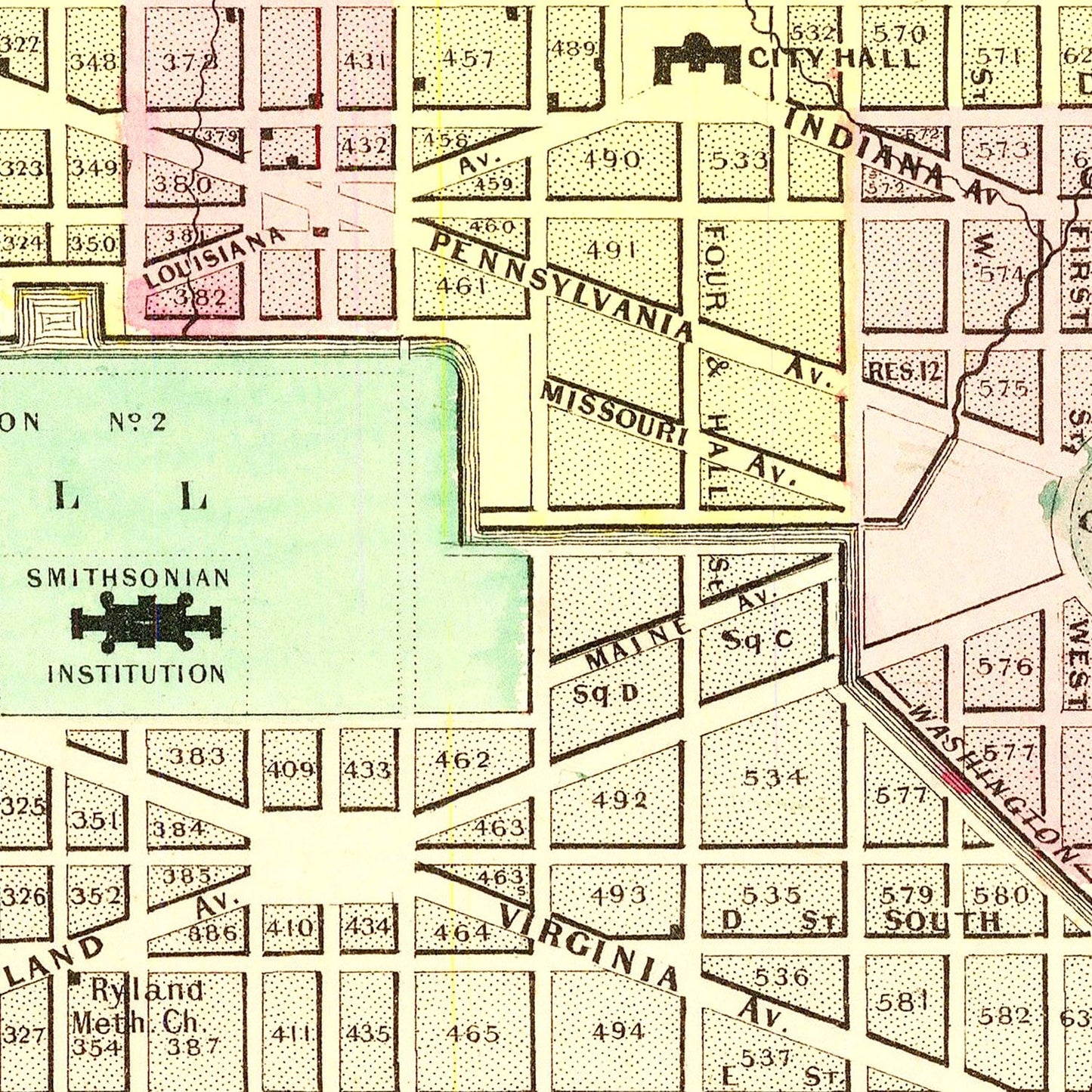 Vintage Georgetown and Washington DC Map, 1856