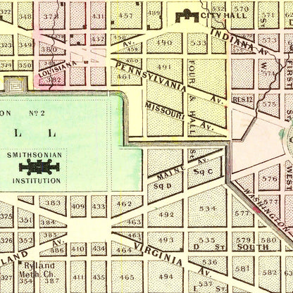Vintage Georgetown and Washington DC Map, 1856