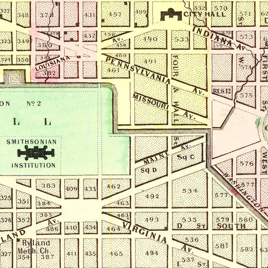 Vintage Georgetown and Washington DC Map, 1856