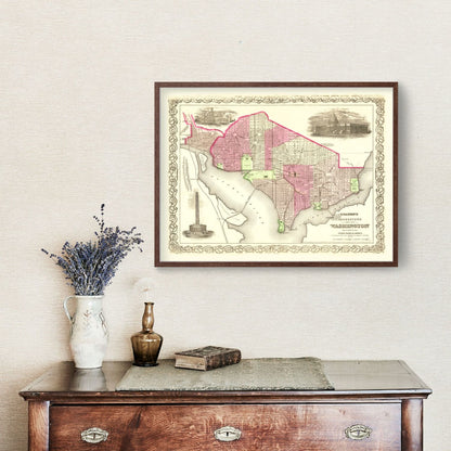 Vintage Map of Washington, DC, 1866 (II)