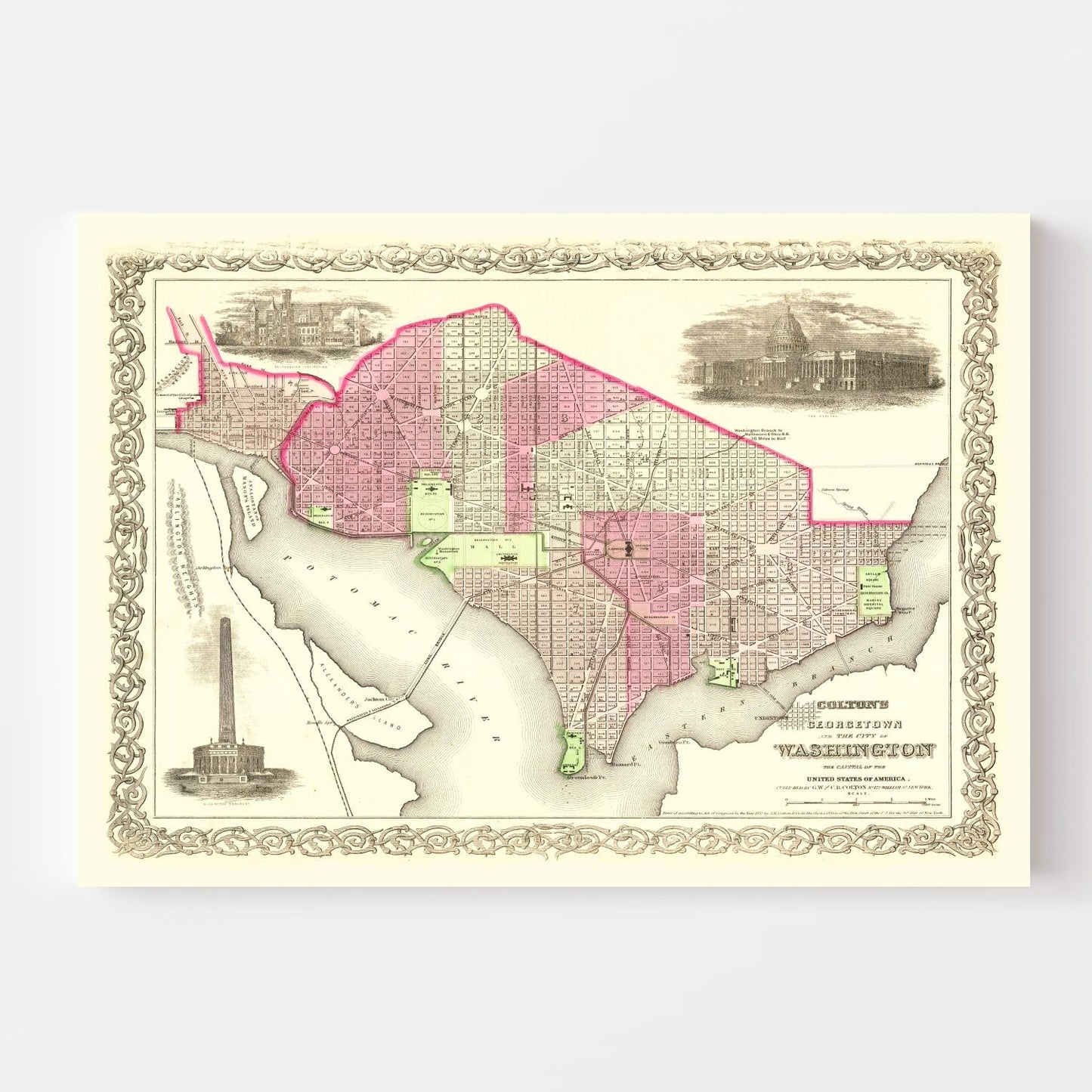 Vintage Map of Washington, DC, 1866 (II)