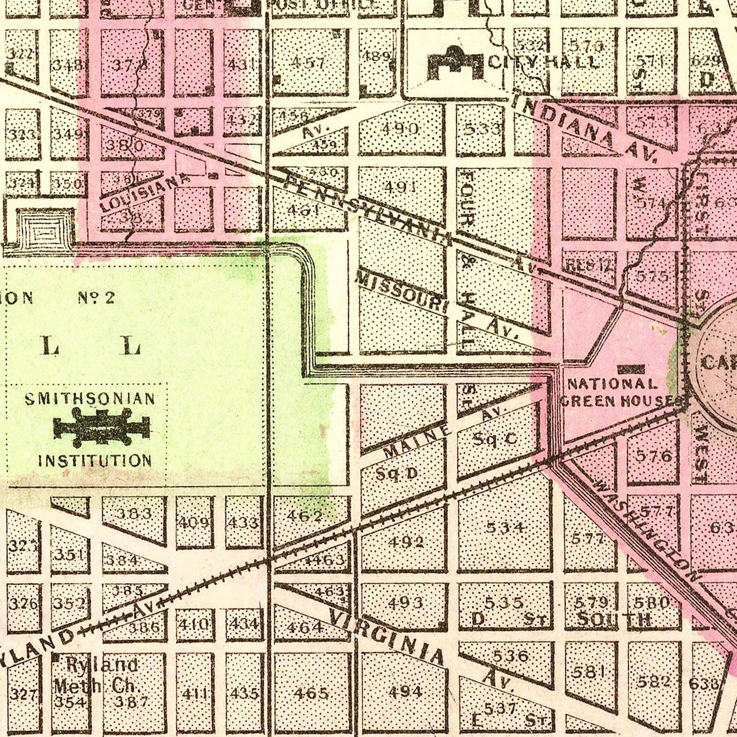 Vintage Map of Washington, DC, 1866 (II)
