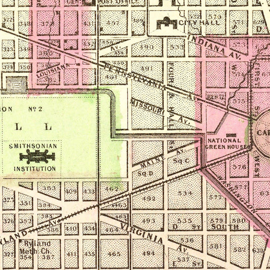 Vintage Map of Washington, DC, 1866 (II)