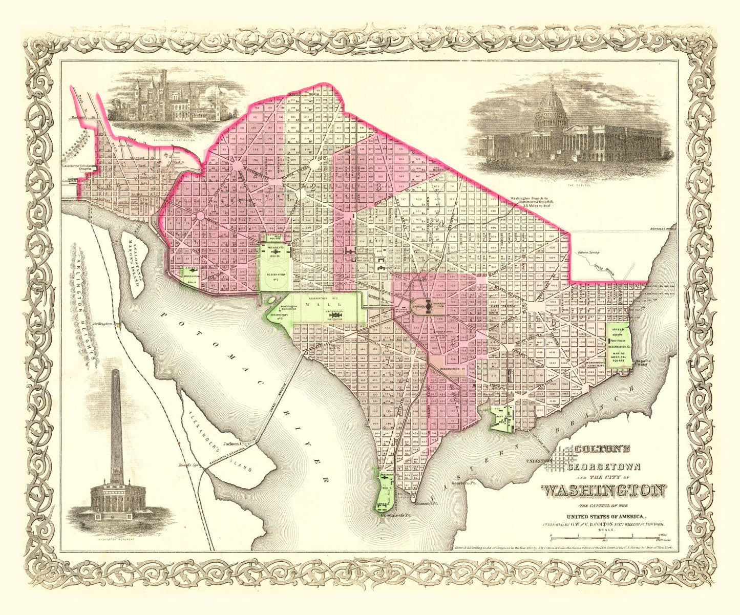 Vintage Map of Washington, DC, 1866 (II)
