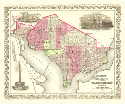 Vintage Map of Washington, DC, 1866 (II)