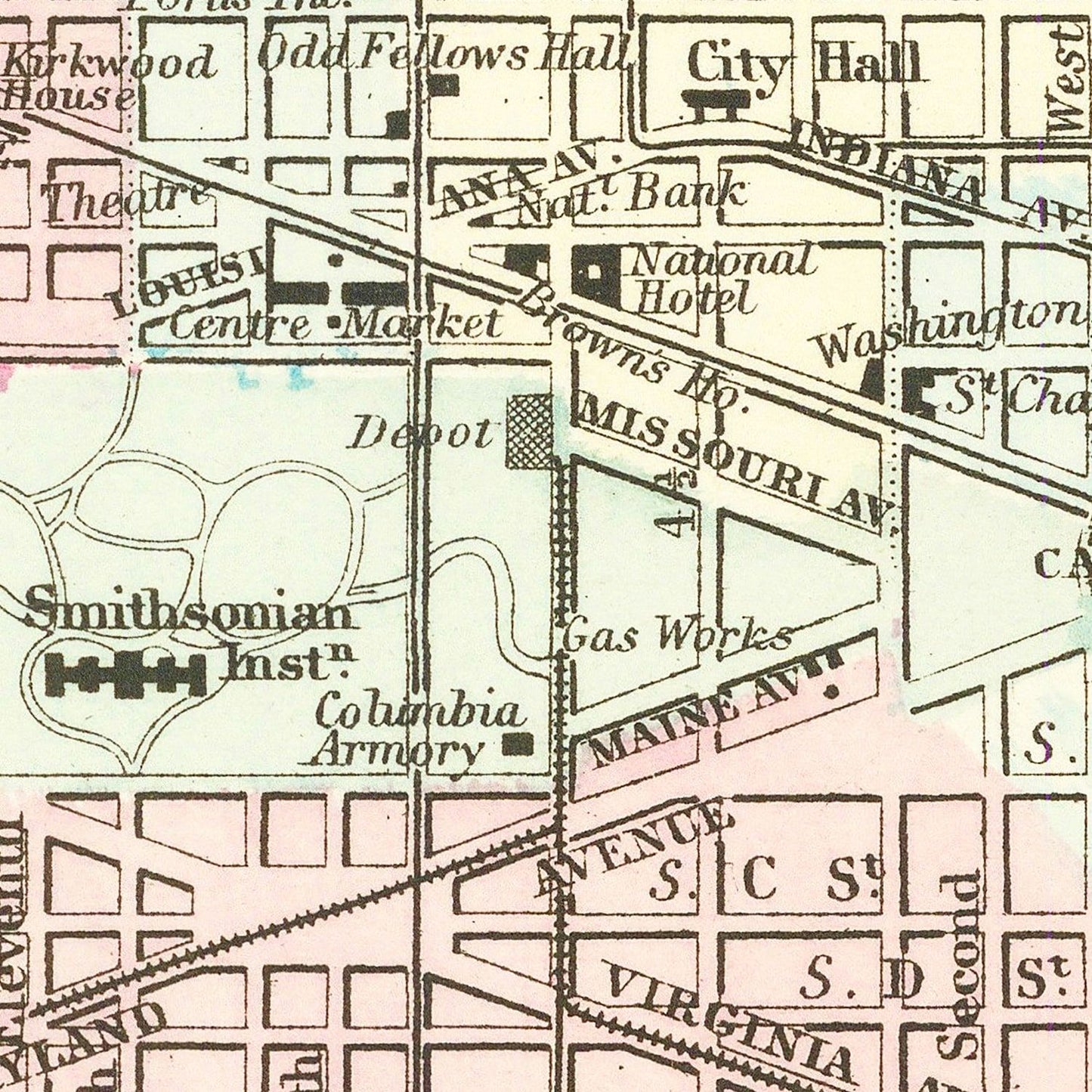 Vintage Map of Washington, DC, 1878