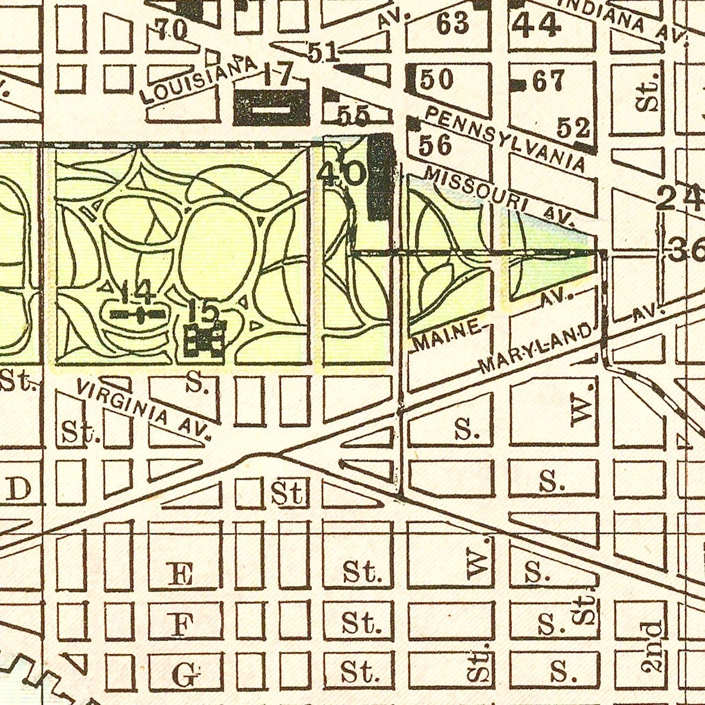 Vintage Map of Washington, DC, 1893