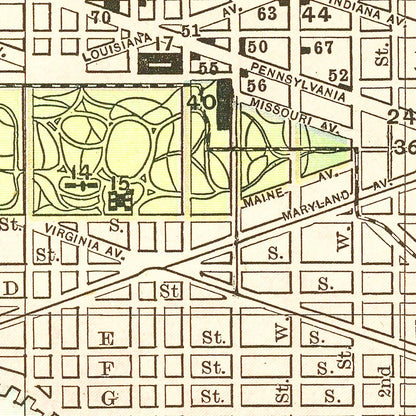 Vintage Map of Washington, DC, 1893
