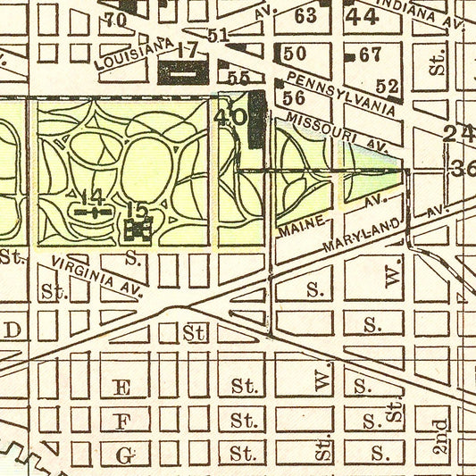 Vintage Map of Washington, DC, 1893