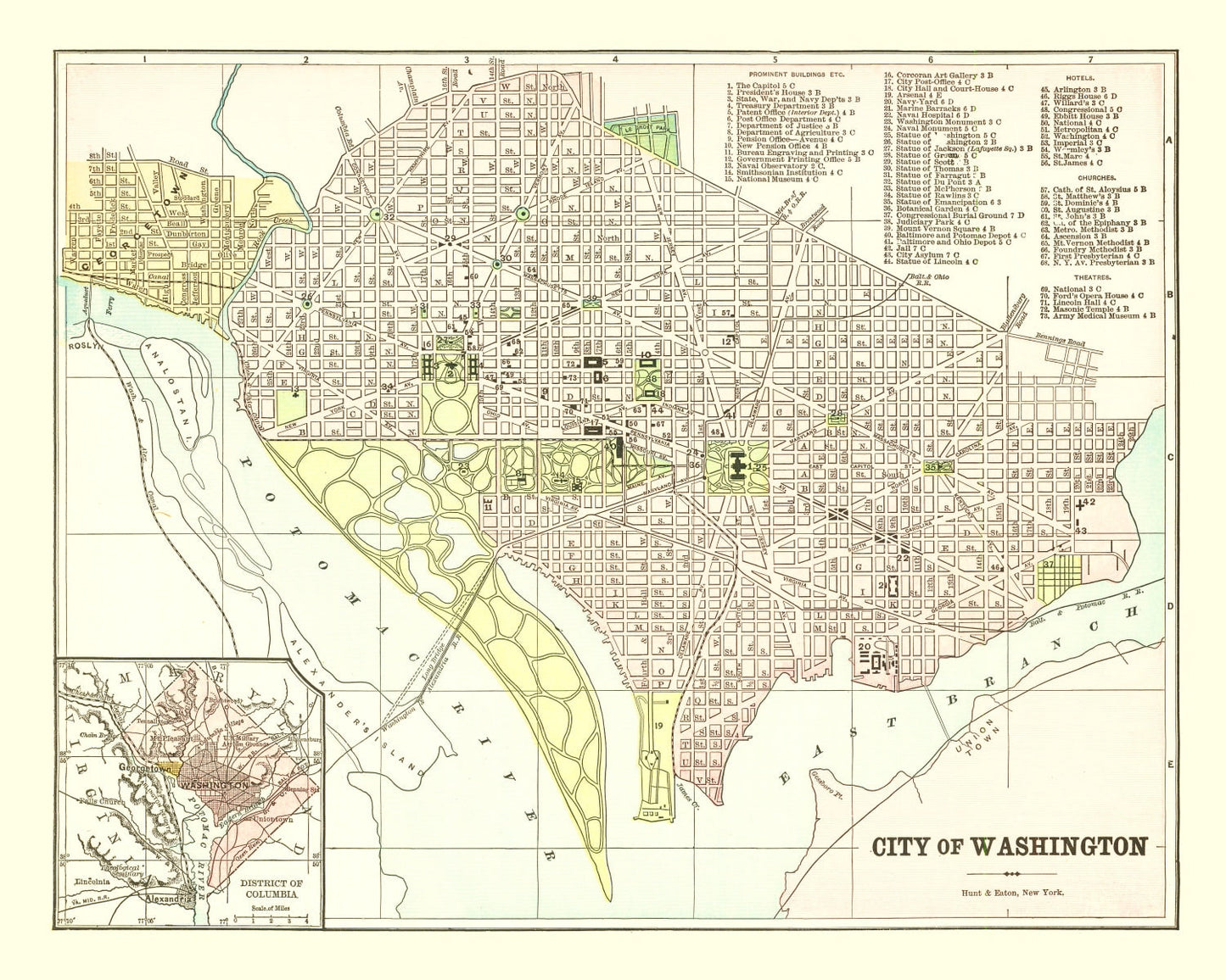 Vintage Map of Washington, DC, 1893