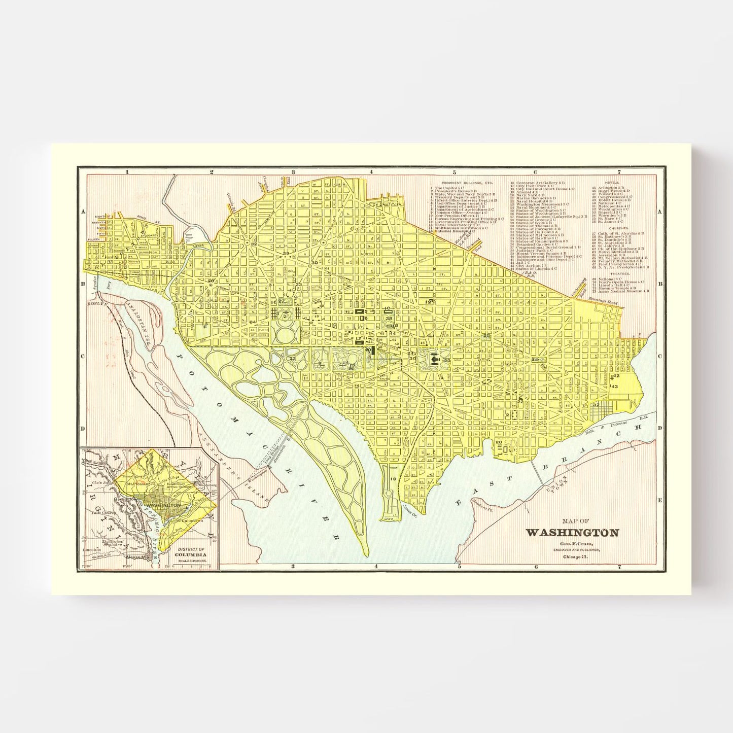 Vintage Map of Washington, DC, 1899