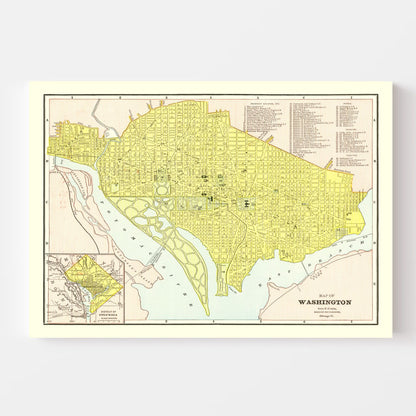 Vintage Map of Washington, DC, 1899