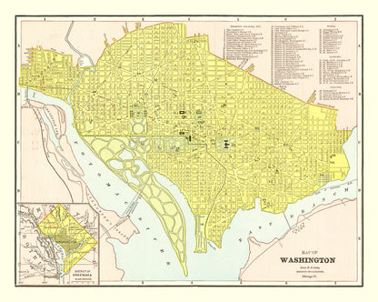 Vintage Map of Washington, DC, 1899