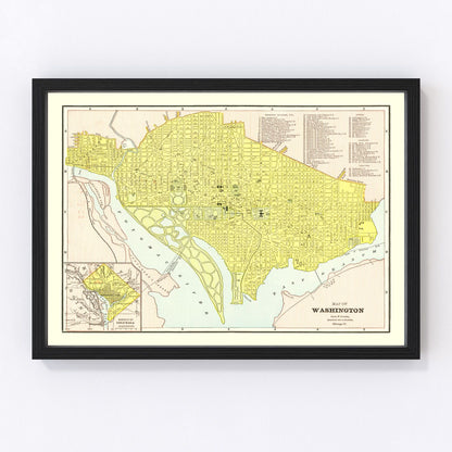 Vintage map of Washington, DC, 1899, Gilded Age capital, digitally restored