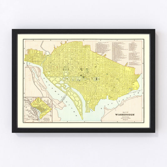 Vintage map of Washington, DC, 1899, Gilded Age capital, digitally restored