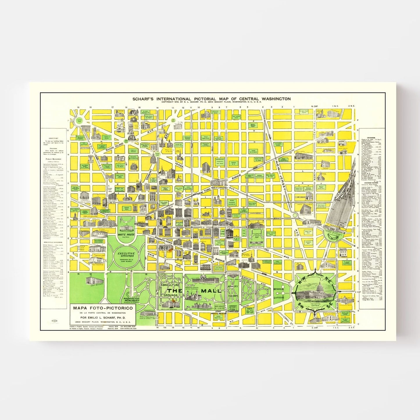 Vintage Map of Washington, DC, 1919
